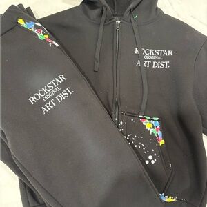 Rockstar Original Black Hoodie and stacked Sweatpants Set